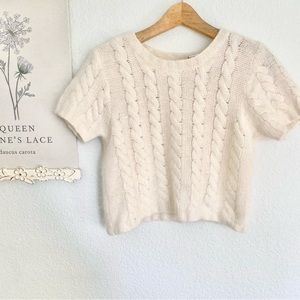 -sold- Vintage 80s Wool Short Sleeve Sweater